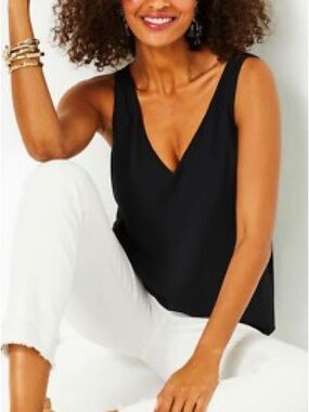Womens V-Neck Sleeveless Tank Top - Black florin Lilly Pulitzer